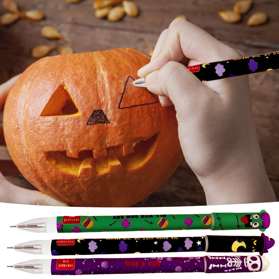 3 Stück löschbare Schulbedarf-Schreibwaren-Gelstifte mit Fledermaus-Imp-Design - Bild 4 von 4