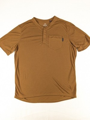 PEARL iZumi Pedal To Zero Brown Henley Polo Pocket T Cycling SHIRT Men's M L