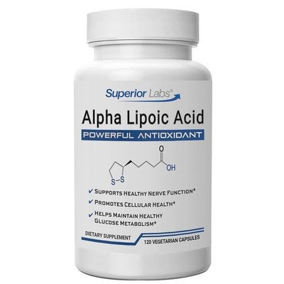 Superior Labs Alpha Lipoic Acid 600 mg Capsules, Pure NonGMO ALA, High