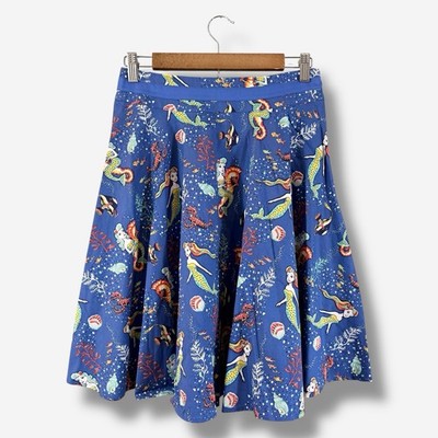 Dancing Days by Banned A-Line Flare Skirt Size S Blue Mermaid Under the Sea