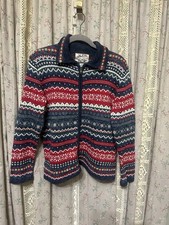 Vintage Heirloom Collectibles Christmas Striped Knit Full Zip Cardigan Sz. Small