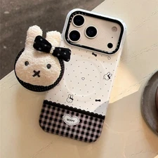 Cute White Bunny Mag Safe Holder+Case Cover For iPhone 17 Pro Max 16 15 14