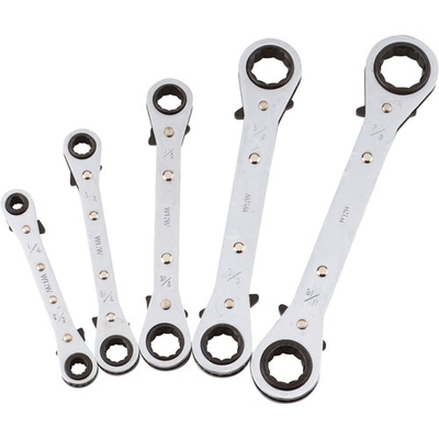 #ad Ironton Ratcheting Box End Wrench Set 5 Pc. AISI 1045 Steel Fine Tooth SAE $19.99