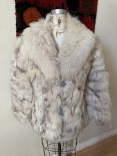 Vintage White Cream Fox Fur Coat Jacket vtg