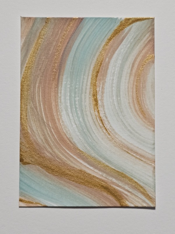 Original ACEO Painting Abstract Beach Or Stone Miniature Art By Elaine M