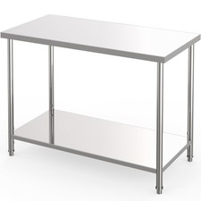 60"x24" Stainless Steel Prep Table, 2-Tier Heavy Duty Kitchen Work Table Utility