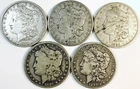 *LOT OF 5 MORGAN SILVER DOLLARS* NR #S1174