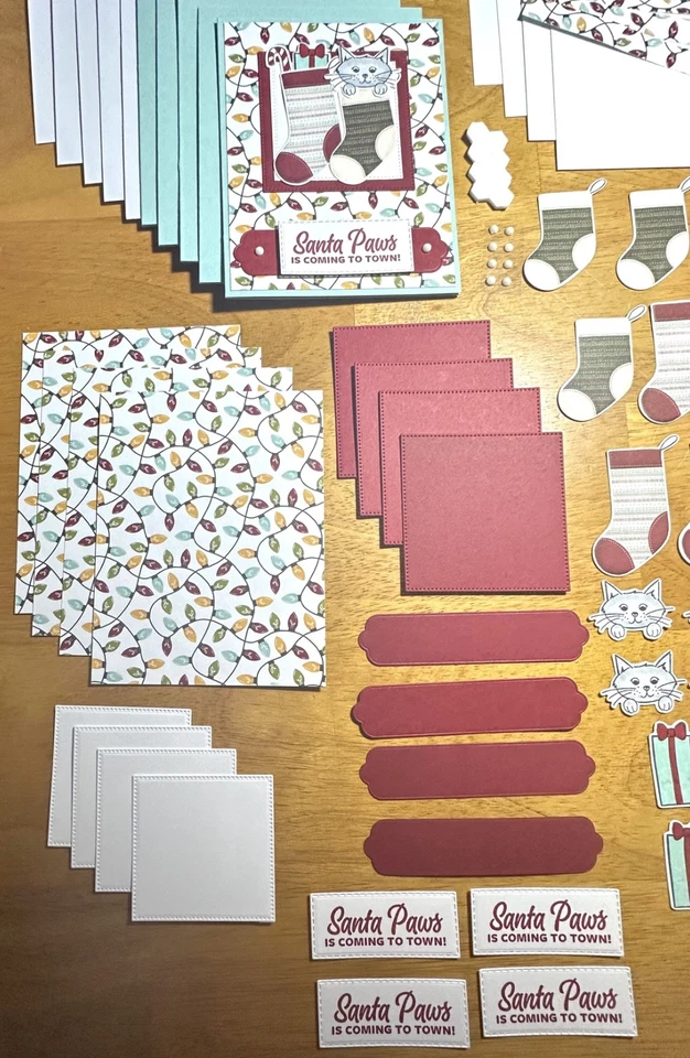 Stampin’ Up!  Juego de 5 tarjetas de Navidad Paws, gatos, troquelados, DSP Foto 4 de 4