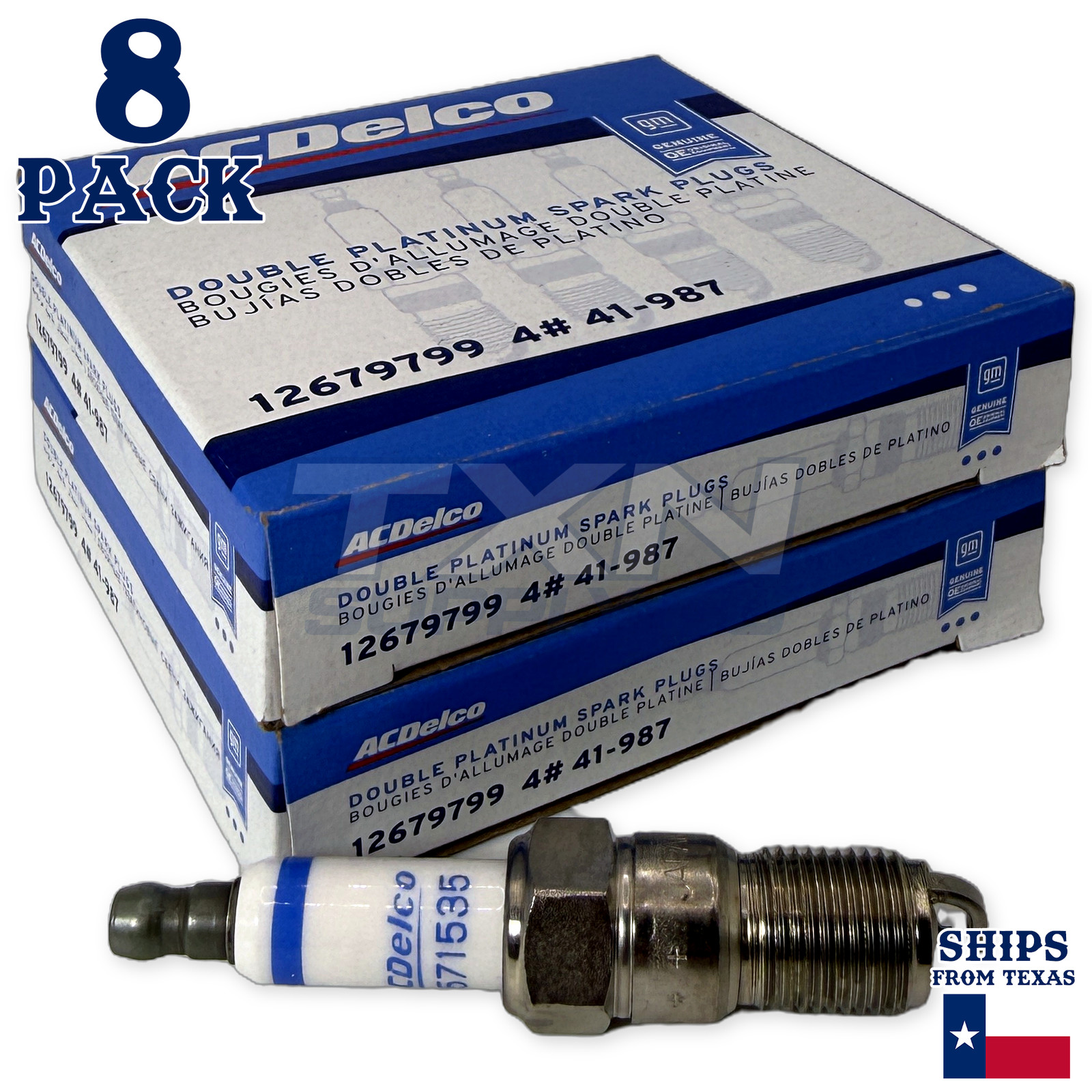 2007-2010 Cadillac STS 4.6L ACDelco Double Platinum Spark Plugs - 8 Pack