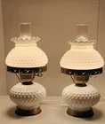 Vintage Hobnail Milk Glass Table Lamps
