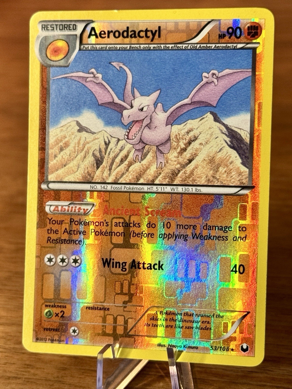 Pokemon Card Aerodactyl LP Dark Explorers Reverse Holo Rare 53/108
