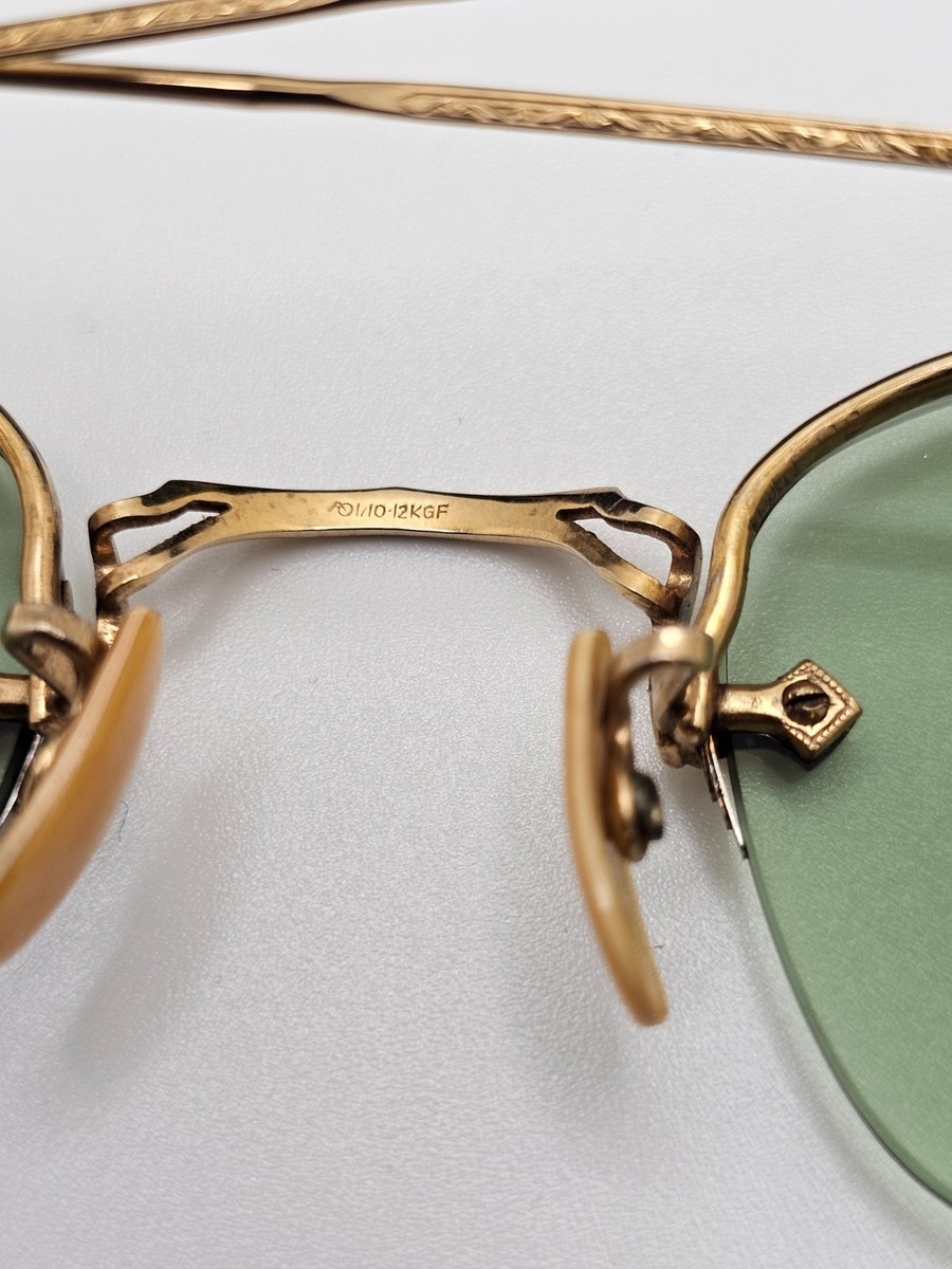 Unique Gorgeous Vintage Gold Rimless Eyeglasses -Green RX lenses O1 10 12KGF View 4