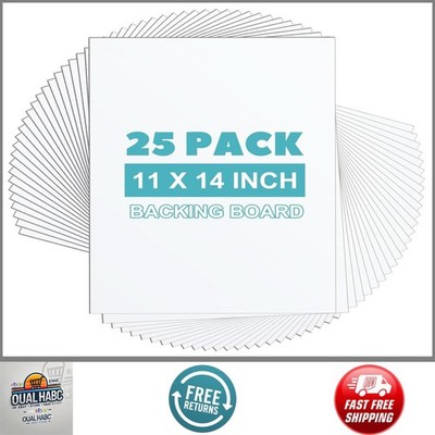 25 Pack 11x14 White Backing Boards   Photo Mat Boards for Frames, Prints & Art