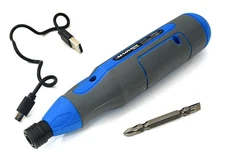 Cordless Rechargeable Power Screwdriver Set with 1/4in Adapter, USB Charging