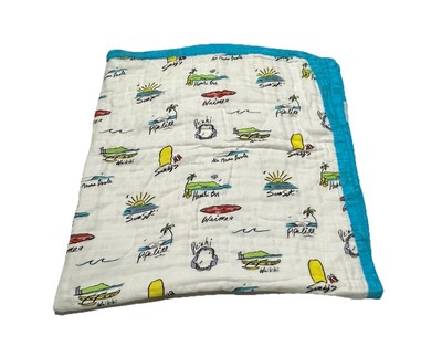 Coco Moon Hawaii Surf Report Baby Muslin Viscose Bamboo Cotton Blanket 47 x47 
