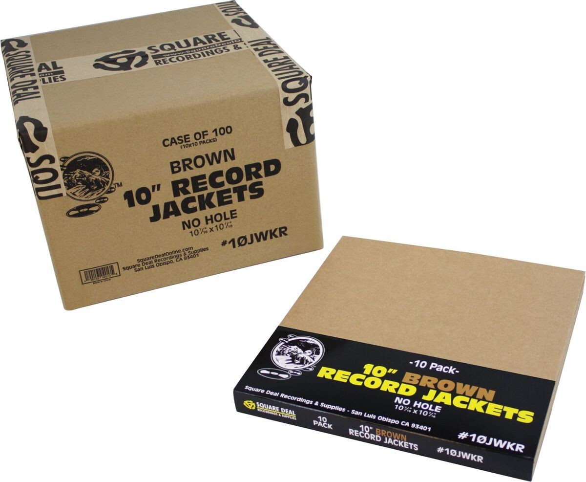 (100) 10” Vinyl Record Jackets Media Storage Kraft Brown NO Hole ...