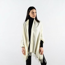 Off-White Pashmina Scarf Shawl Hijab Wrap Evening Wedding Bridesmaid Stole