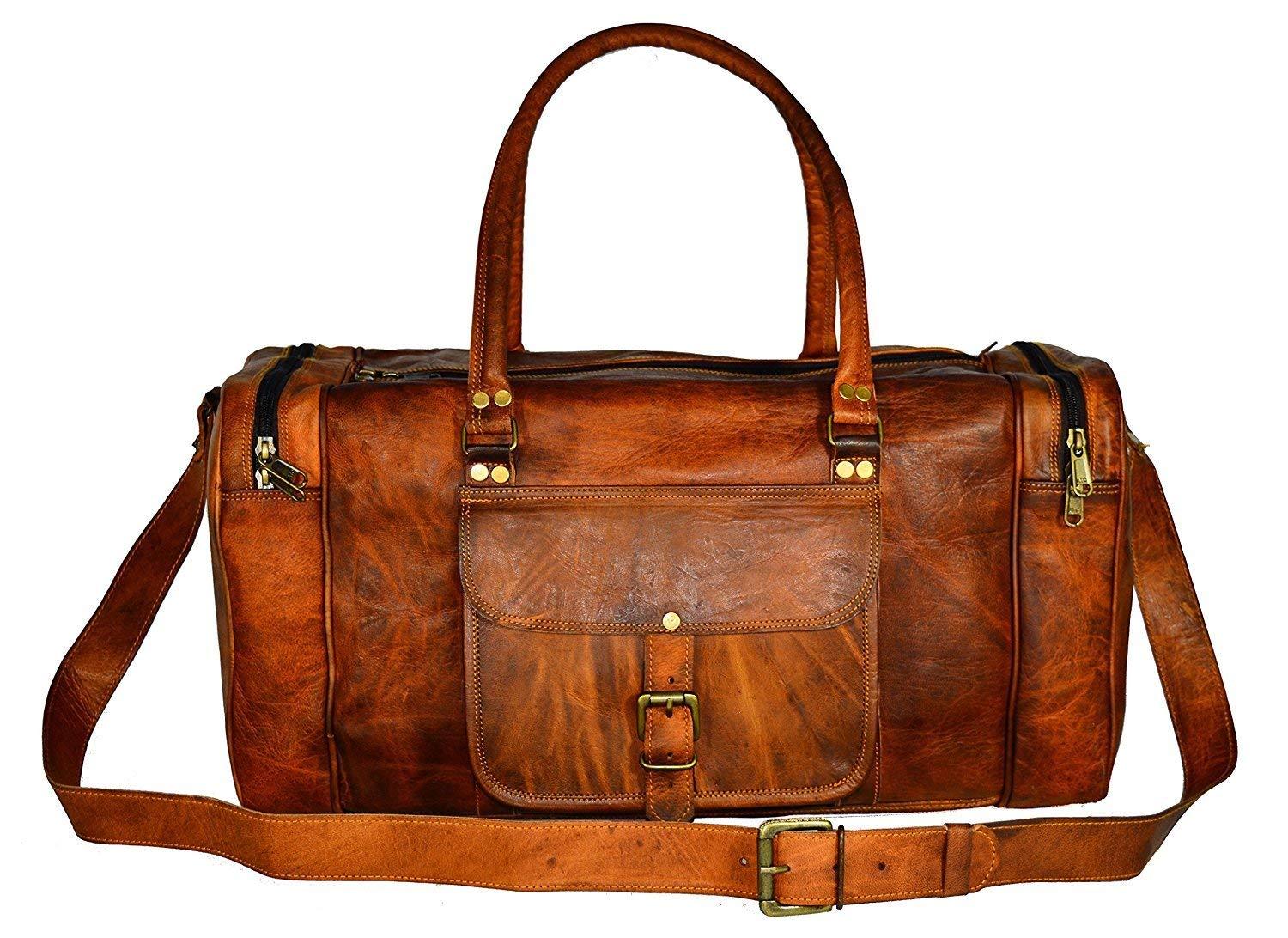 Men's Curo Leather Outdoor Gym Duffel Bag Travel Weekender Overnight Luggage