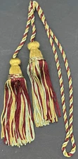 Gold Sage Green Burgundy Chair Tie 4" Tassels 22" Cord Spread Lot Of 2