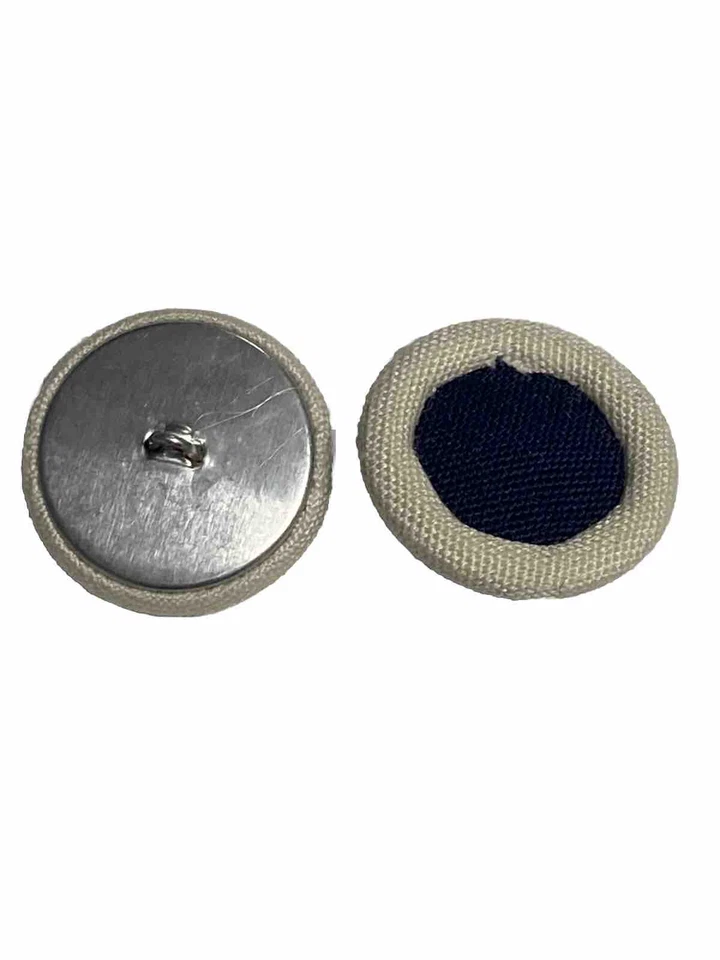 Bulk Buttons! Over 75 Cloth Covered Shank Buttons. Navy and Off White - Image 3 of 4