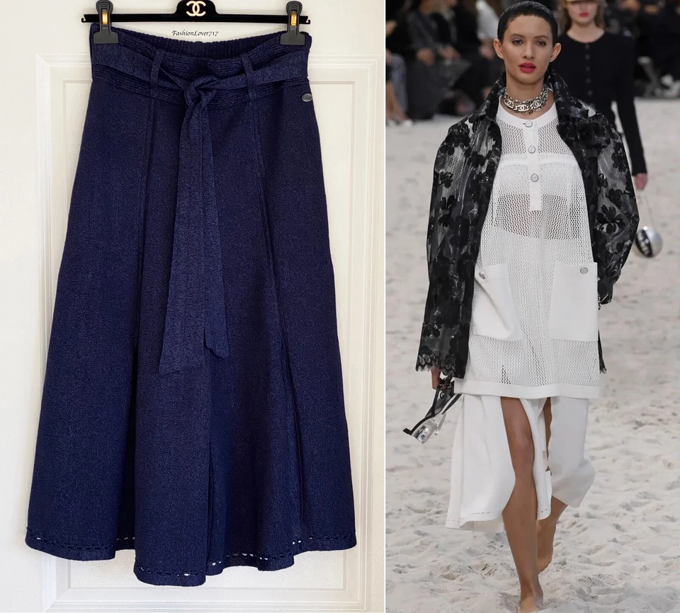 香奈儿 19S 海军蓝宽腿裤裤裤 38