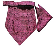 PAISLEY pink Men Silk Cravat POCKET SQUARE Scarf Ascot Tie PARTY-PRE STITCHED