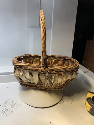 Natural Birch Bark Basket White Paper Woven Willow Rustic  Simply Perfect