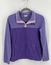 Columbia Girls Fleece Jacket Size L 14/16 Lavender Purple Pullover Snap Neck