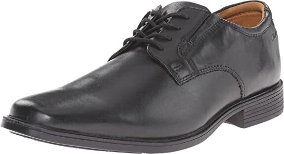 Scarpe eleganti Clarks uomo Tilden punta liscia Oxford pelle nera taglia 13M nuove