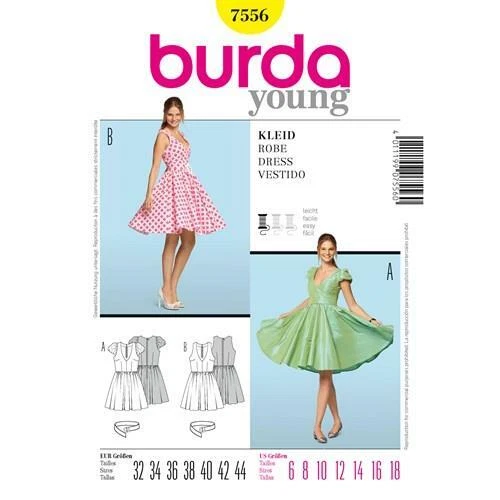 Burda Sewing Pattern 7556 Womens Ladies Dress Size 6-18 Uncut New - Picture 1 of 3