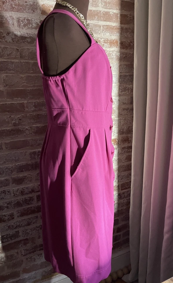 Vestido Vaina Jessica London Rosa Vintage Midi Acento Botones Correa Manga Talla 12 Foto 3 de 4