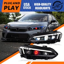 Led Headlight For 11th Gen Honda Civic 2022 2023 2024 Drl Assembly Red Devil Eye