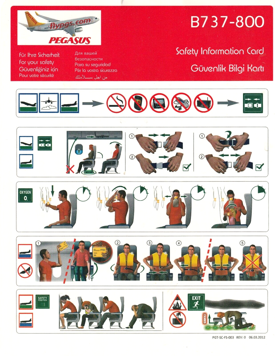 pegasus SAFETY CARD B737-800