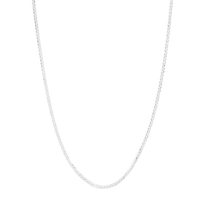 1.00MM SQUARE WHEAT CHAIN NECKLACE REAL 14K WHITE GOLD