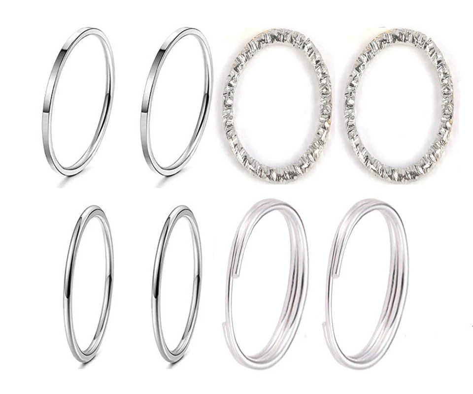 Various Midi Stacking Knuckle Mid Rings Gold Silver Small Large Set of 5 or 10 - Image 2 of 4