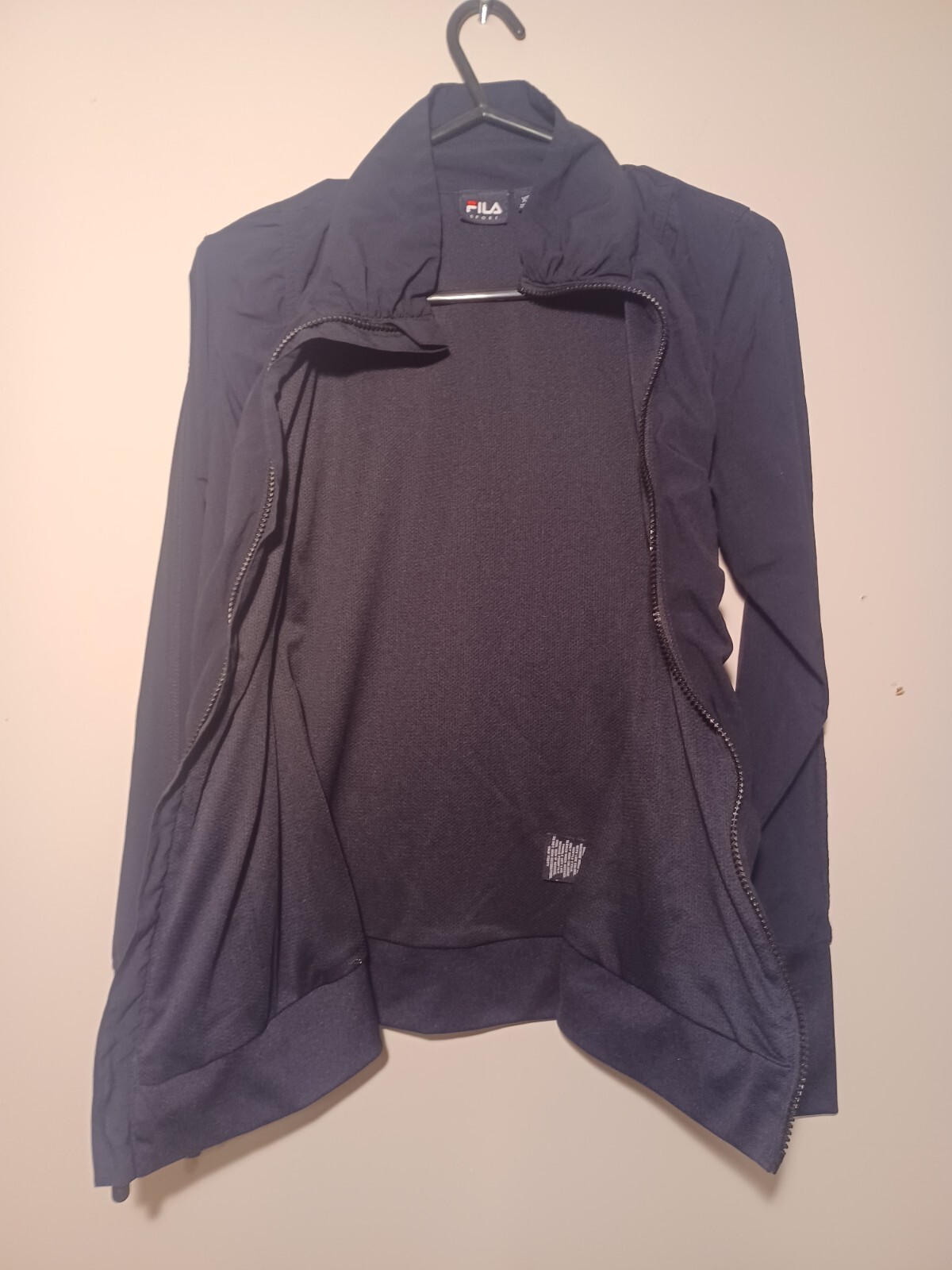 FILA Giacca Atletica Donna Frangivento Umidità Malvagante Nero Cerniera Taglia XS Small