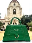 Ivan Troy Women Kayla Green Leather Italian Top Handle Handbag Detachable Strap