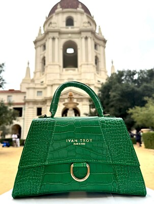#ad #ad Ivan Troy Women Kayla Green Leather Italian Top Handle Handbag Detachable Strap $141.55