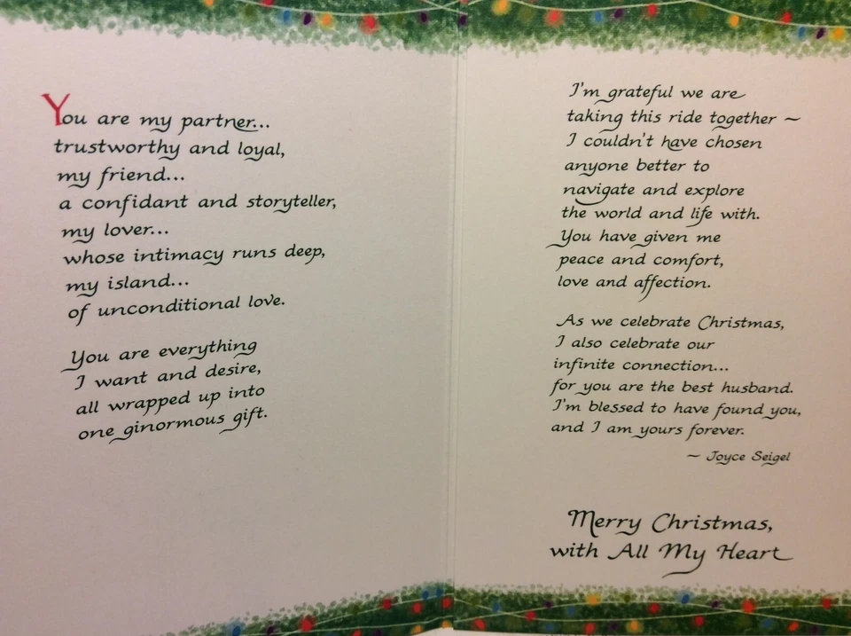 TARJETA DE FELICITACIÓN NAVIDAD BLUE MOUNTAIN Nueva con Sobre "Mi Marido en Navidad" Foto 2 de 4