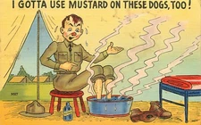 Postcard Army Soldiers Free Mail Comic Tired Legs Amphibious Training Cancel