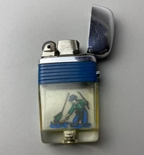 Vintage  Scripto Vu-Lighter Fly Fisherman Fishing  Made In USA Cigarette Lighter