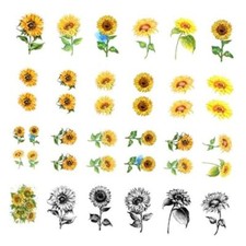 Sunflowers Temporary Tattoo Sticker Waterproof Yellow Watercolor Women SF206