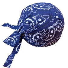 Blue Durag Skull Cap Head Wrap Biker Motorcycle Du Do Paisley Bandana Doo Rag