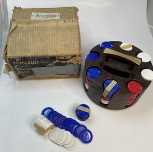 Vintage 60's ES LOWE Poker Chip Carousel Caddy Dispenser Made In USA BAKELITE