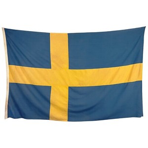 Large Vintage Cotton Sweden Flag Sewn Old Cloth Swedish Textile Art Scandinavian