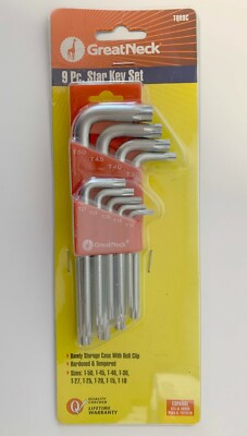 NEW 9 PC GREAT NECK STAR KEY SET TORX WRENCHES FROM T10 TO T50 TQR9C