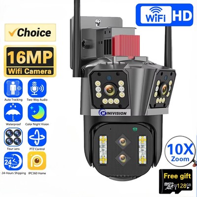 8K 16MP WIFI PTZ Camera 10X Zoom AI Auto Tracking Security Surveillance Camera