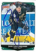 Jamie Langenbrunner autographed Hockey Card (Dallas Stars) 1999 UD Victory #90