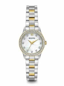 Bulova Women's Quartz Swarovski Crystal Accents Two-Tone 28mm Watch 98X112