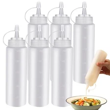 6 Pcs 8 Oz Condiment Squeeze Bottles Plastic Squirt with Twist Caps